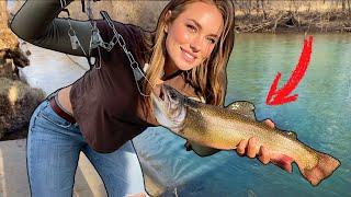 Fishing the River for Trout • RAINBOW + BROOK (Catch, Clean + Cook)