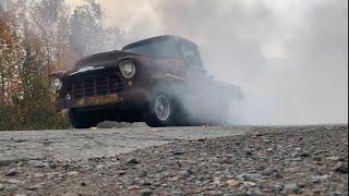 Turbo LS rat rod truck third gear burnout!