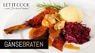 Gebratene Gans / Gänsebraten mit Rotkraut und Kartoffelknödeln