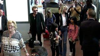 EXCLUSIVE: Johnny Hallyday, Laetitia, Jade and Joy arriving at Paris airport