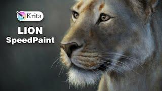 Lion SpeedPaint, digital painting in Krita,