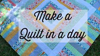 A quilt in one day-make a scrappy quilt- sew with me-patchwork quilt-easy sewing