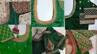  Trendy Green Aari work Blouse collections | Aari work Blouse Designs idea's