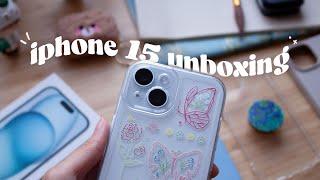 iPhone 15 aesthetic unboxing  accessories | wallpapers • customization • camera