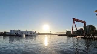 Gothenburg ferry 285 from Eriksberg ferry terminal to Klippans Ferry terminal on a beautiful day 4k