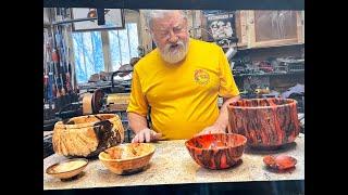 Grandpa Dennis woodturning nesting bowls