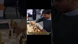 GM hari accidentally drops nepo's piece and nepo reacted  #chess #nepomniachtchi #harikrishnan