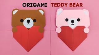 ORIGAMI CUTE PAPER TEDDY BEAR/How to Make a Easy Paper Teddy bear with Heart/DIY Teddy with Heart