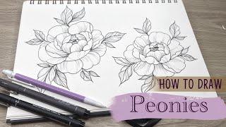 How to draw a peony Tattoo Design