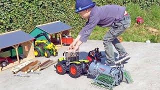 Bruder Toys Big Farm, Children Play JOHN DEERE Toy TRACTORs and Farming Gear