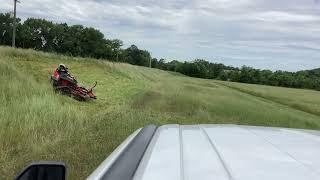 Rc Mower Tk-60XP Cutting a 10ft Burm With A 23 Degree Tilt