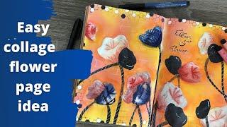 Make a flowers page with magazines - Mixed Media Collage Art Journal page