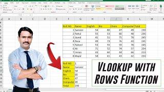 Vlookup with Rows Function in MS Excel Urdu Hindi | Learn Vlookup formula | Rows formula Vlookup