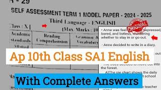 10th class English SA1 real question paper 2024 with answers|ap 10th Sa1 English answer key 2024