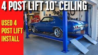 4 Post Car Lift Install in a Home Garage with 10 foot Ceiling