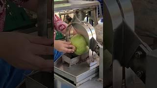 Coconut automatic cutting machine at a coconut farm!!!