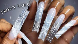 Frosty Christmas Polygel Nails️ icicle nail + sweater nail art tutorial  Sugar glitter nails