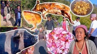 pig for lunch as pork || sumnima cooks lunch for Diwaaz, Bhumi , surya , Mr nati , jungle man etc