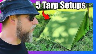 5 Ultralight Tarp Shelter Setups for Hiking, Outdoor, Bushcraft, Wild Camping & Backpacking