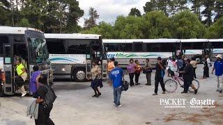 Riders transfer buses at the Palmetto Breeze Bluffton terminal