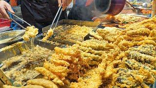 Korean popular snack! Crispy tempura, spicy tteokbokki, fish cake making process -Korean street food