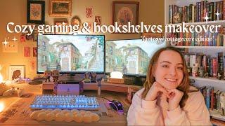 Bookshelves & cozy gaming setup makeover *fantasy inspired*️Ikea, book haul, building Legos‍️