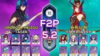 [F2P] C0 Chasca Hypercarry & C0 Ororon + Heizou Taser | Spiral Abyss 5.2 | Genshin Impact