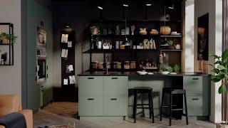 Discover the matt gray-green NICKEBO kitchen fronts