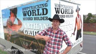 Nathan Griggs, World Record, Most whip cracks in one minute with two whips 614 cracks!!