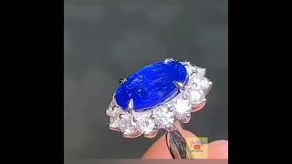 藍寶石鑽戒 10克拉 #矢車菊藍寶石 無燒 Intense Cornflower Blue Sapphire Ring 10 Carats  with Diamonds