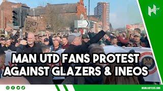 5,000 Man United fans PROTEST against Glazers & INEOS outside Old Trafford ahead of Arsenal clash