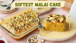 Eggless & Soft Malai Cake Recipe | Easy Dessert Recipe For Diwali | How To Make Malai Cake at Home