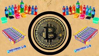 How To Make Rainbow Cryptocurrency Bitcoin And Pour Pepsi, Coke, Fanta And Mentos All Over