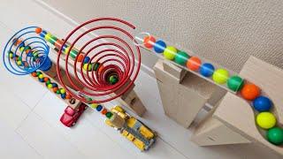 Marble Run Race  Spring Circle ＋ Railroad crossing barrier ＋ Truck ＋ HABA + Cuboro