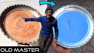 How to tin a copper tray by the old master || old copper tray restoration