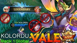 Legendary Vale Perfect Gameplay - Top 1 Global Vale by KOLORDU - Mobile Legends