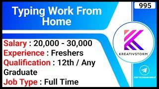 Typing Work From Home | Data Clerk Jobs | Kreativstorm Jobs | Part Time Jobs