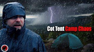 Storm After Storm Chaos - Heavy Rain & Crazy Lightning Camping In A Cot Tent