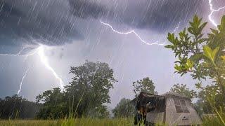 CRAZYSTORM ‼️ CAMPING IN HEAVY RAIN and THUNDERSTORMS ️ Setting up Cozy Tent to Relax & Deep Sleep