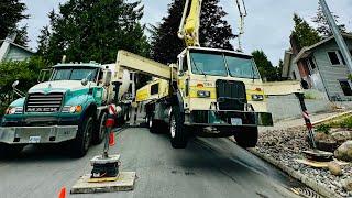 PUMPING CONCRETE: SWIMMING POOL deck on the side of a hill!!!