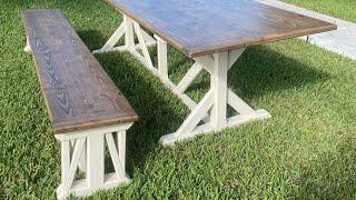 Building a farmhouse dining table and matching bench