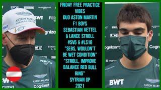 FRIDAY FREE PRACTICE SYTRIAN GP DUO ASTON MARTIN BOYS SEBASTIAN VETTEL & LANCE STROLL