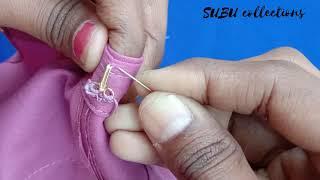 Easy way to stitch blouse hook and hook loop / easy and simple method for stitching method