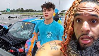 OKQ REACTS TO JACK DOHERTY WRECKING HIS CAR!