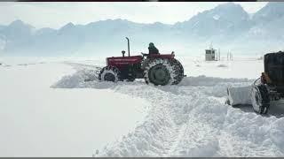 Skardu Airport at night.  Heavy snowfall