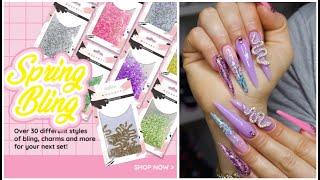 Rhinestone Snake Print Glitter Ombré Stiletto Polygel Nails ft NEW Bling & Charms Sets from MAKARTT!