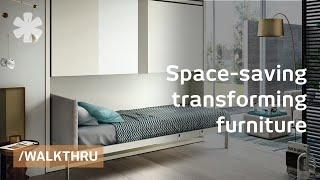 Space saving furniture that transforms 1 room into 2 or 3