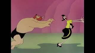 Popeye defeats Caveman Bluto (Popeye the Sailor Man - "Pre-Hysterical Man")