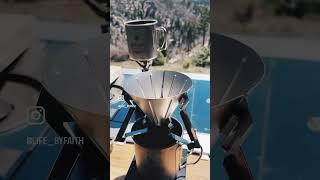 Sharing a Delicious Coffee Experience with Nature. Camping Coffee Equipment. Big Bear Lake, CA