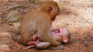 Baby Leo cry hugs her sister Rainbow for help take care him because mum Libby less cared of him